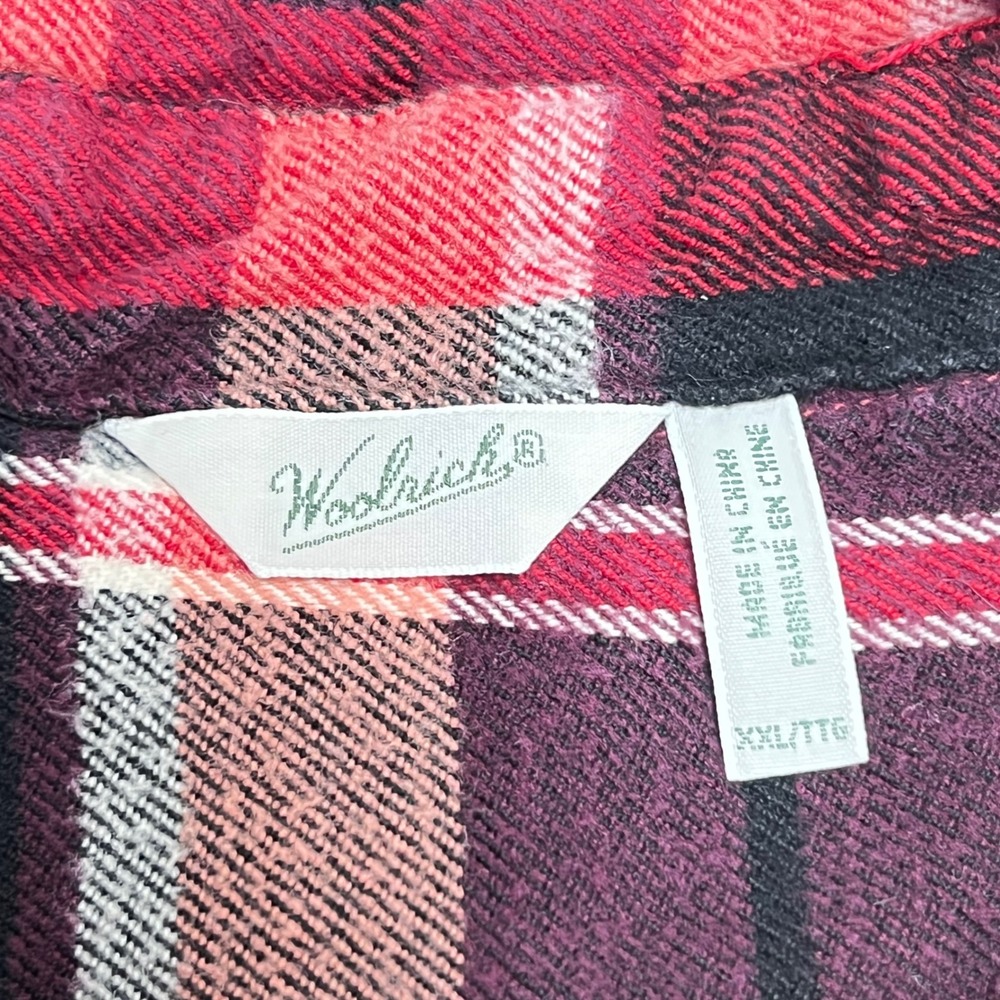 Gorpcore Woolrich Red Black Plaid Flannel Button Down Shirt Cotton Womens XXL B1 - Picture 2 of 7
